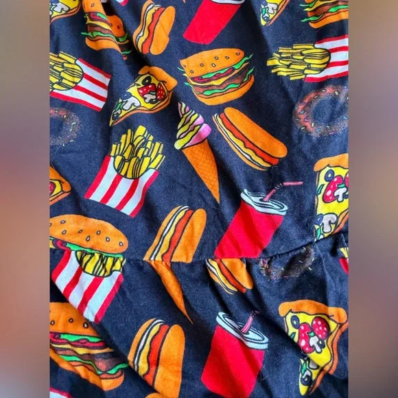 Exotica Fast Food Print Burger Fries Short Sleeve Pocket Dress Size XS - Picture 2 of 5